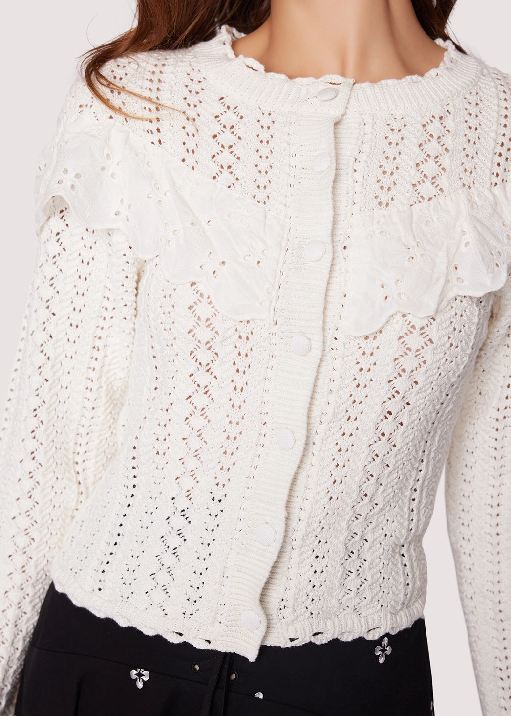Gilet Pointelle en dentelle festonnée Irina, Lost + Wander