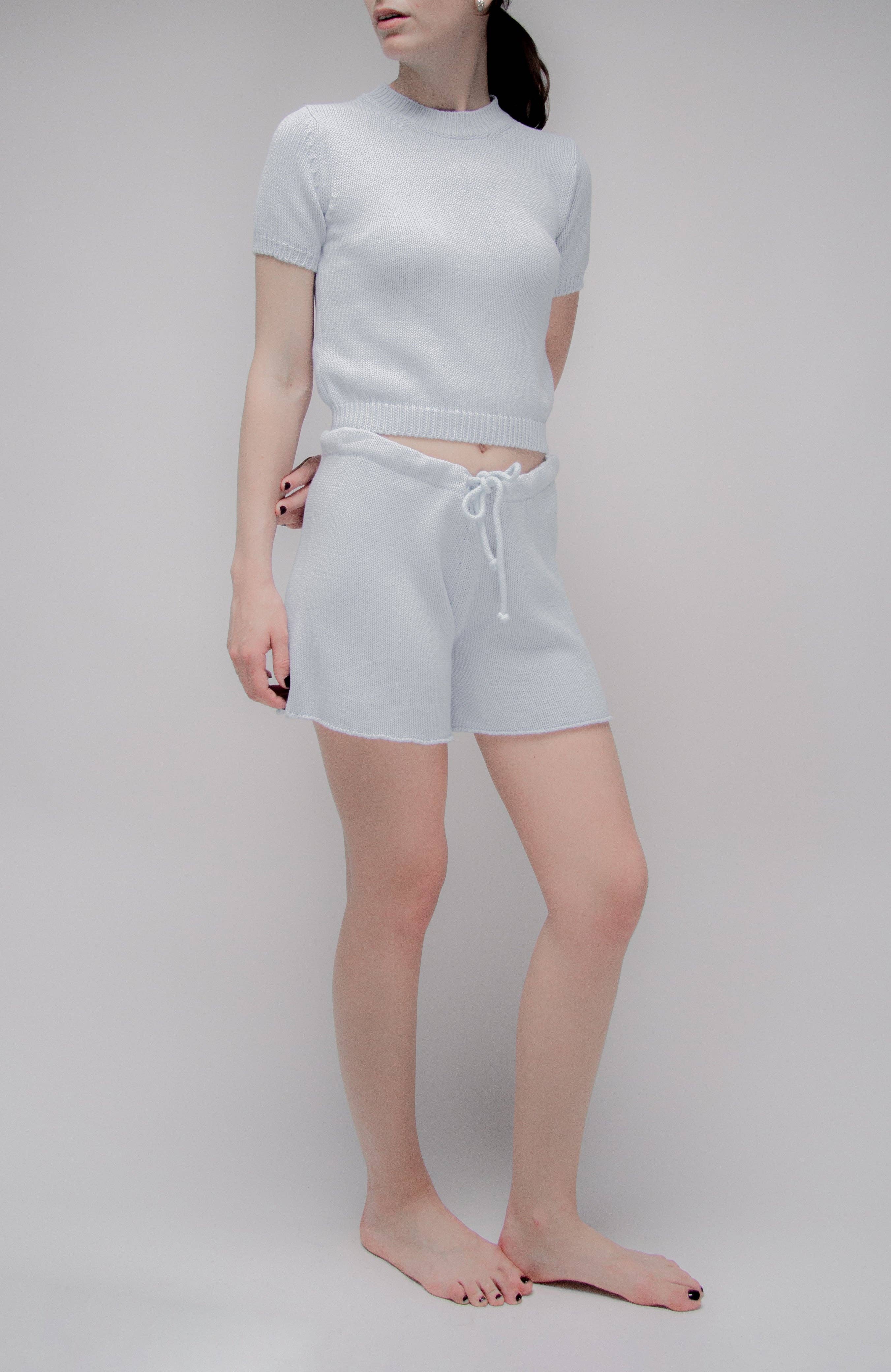Finstickade bomullsshorts med dragsko | Lèmme