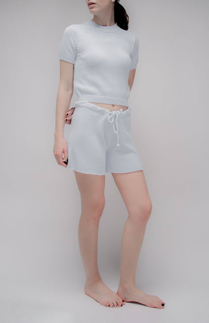 Finstickade bomullsshorts med dragsko | Lèmme