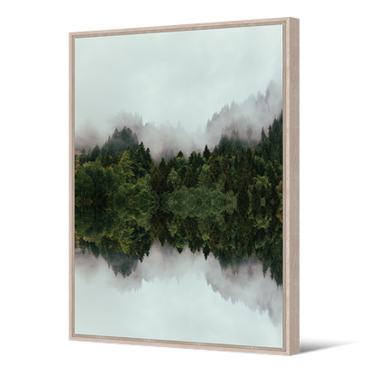 Speglad Stillhet – Sammetstavla med skog i reflektion