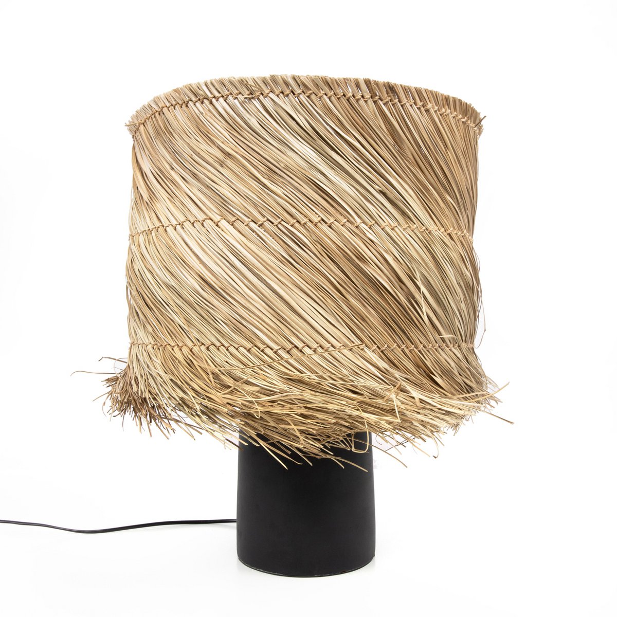 Pandan | Bordslampa i Natur &amp; Svart – Ø40 cm