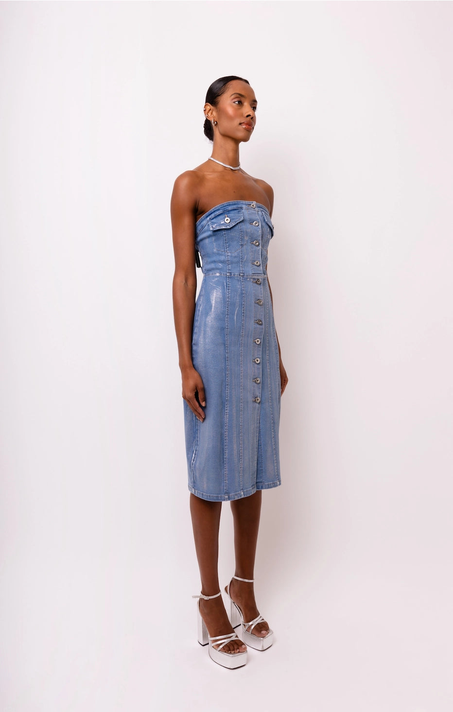 Sadie Stretch Denim Bandeau Dress, AmyLynn 