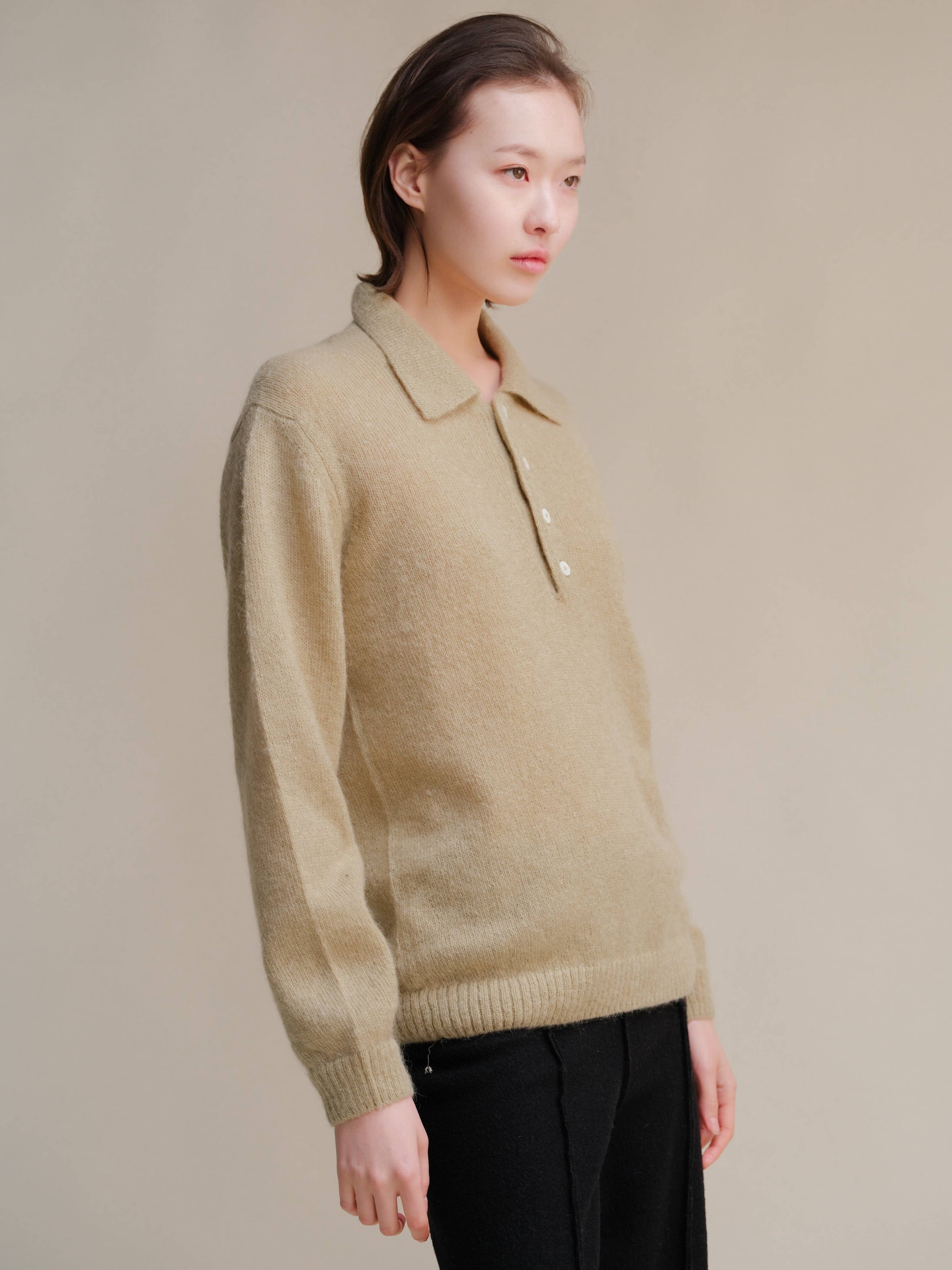 Mohair-Polo-Pullover | Hergestellt in Italien
