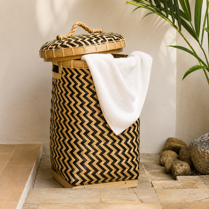 Panier à linge en bambou avec couvercle | NABIRE