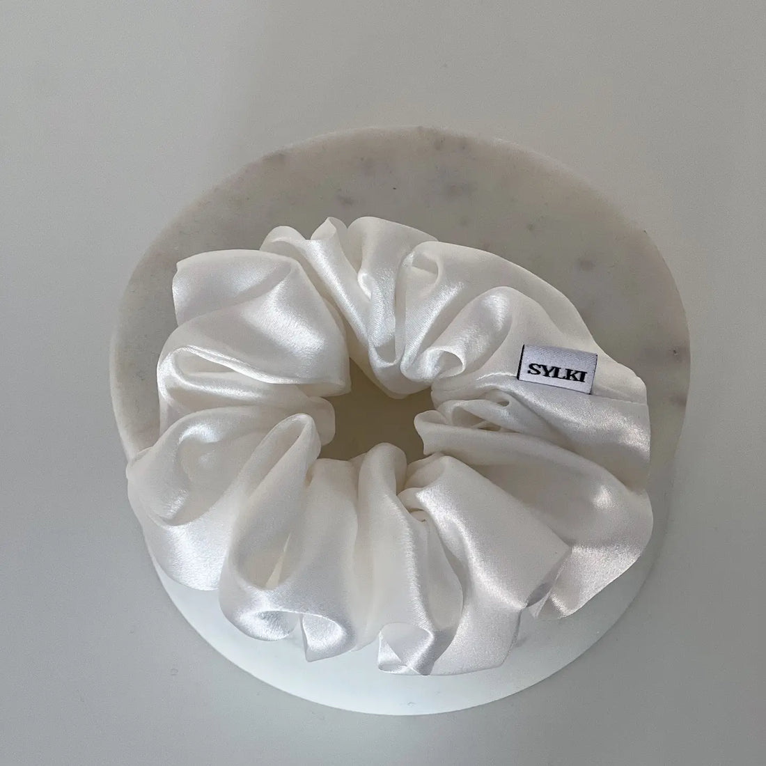 White Pure Silk Scrunchie