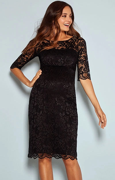 Amelia Lace Maternity dress in lace - Black