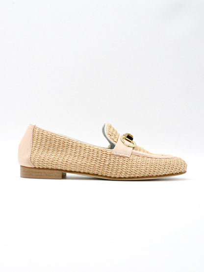 Loafers in Raffia with buckle in Bamboo and Gold, Poesie Veneziane 