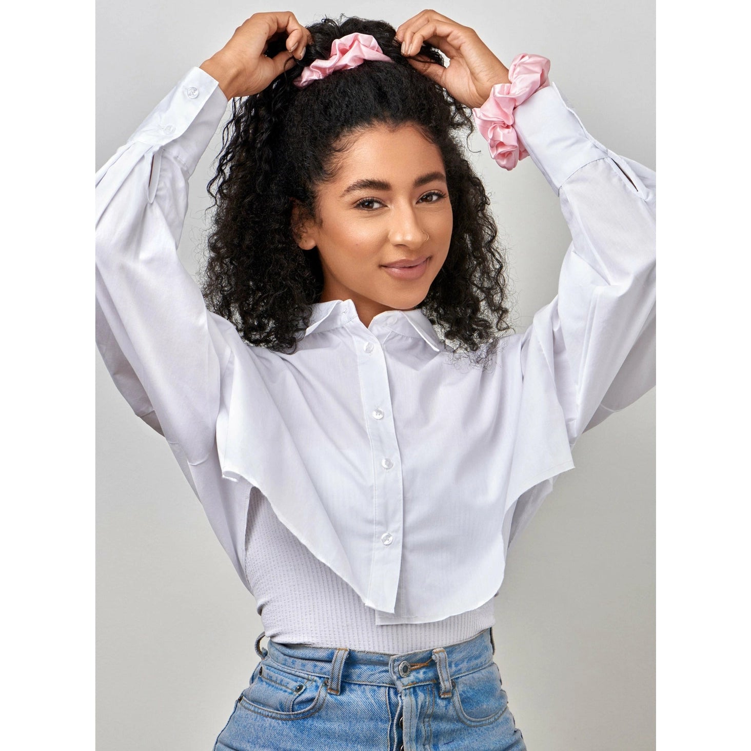 Hellrosa Scrunchie aus reiner Seide