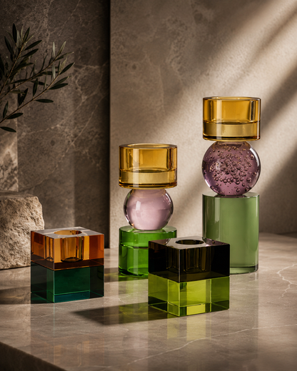 Solar Jewel Ljusstake i Glas – High | Bazar Bizar