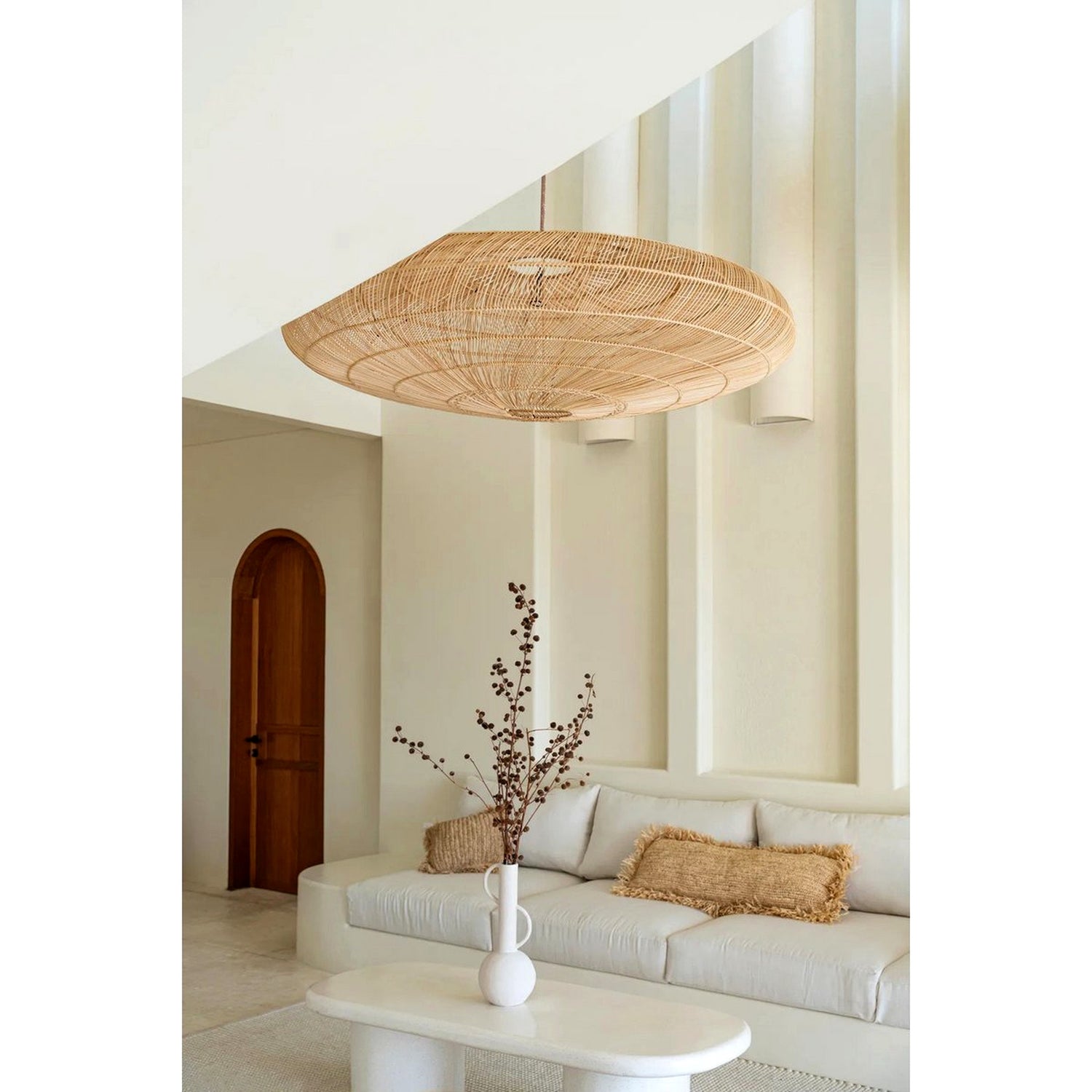 The Raffia Cushion Cover Rectangular - Natural - 35x100