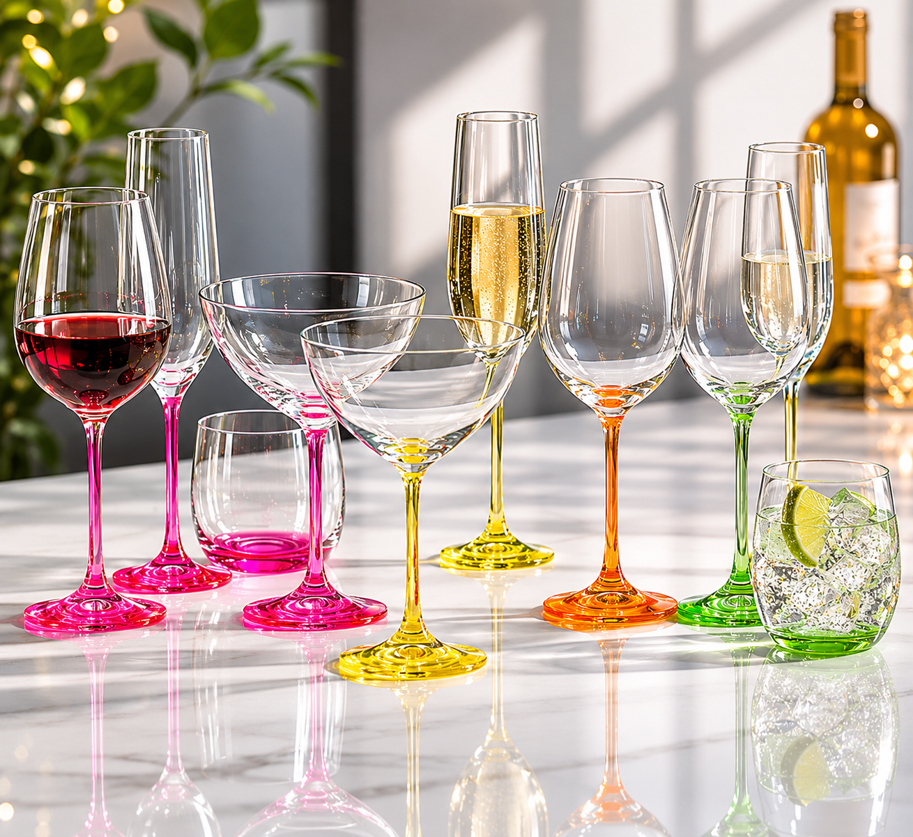 AULICA Cocktailglas NEON 340 ml | Set om 4 färgstarka glas
