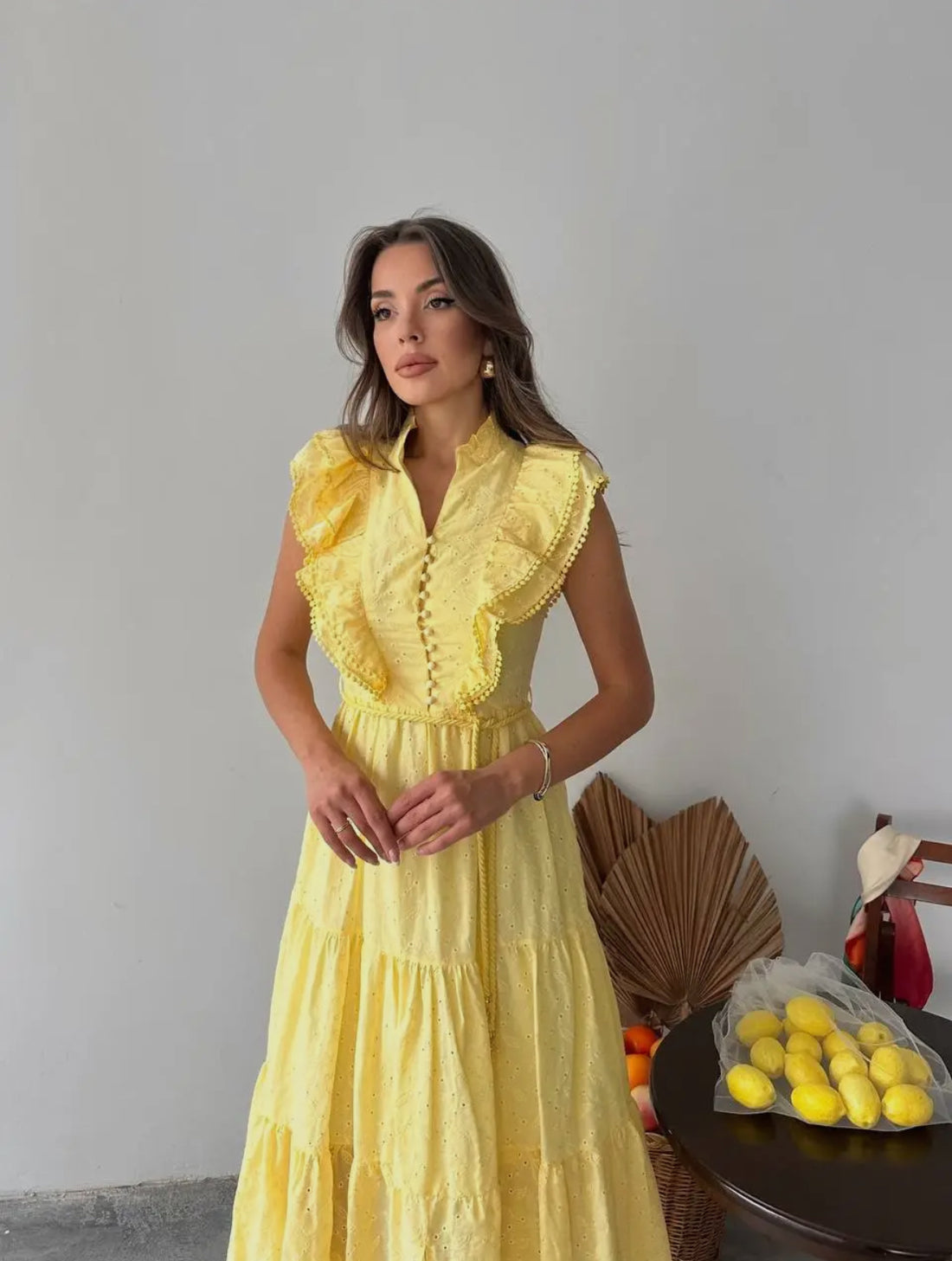Yellow Guipure Lace Dress – Limited Edition