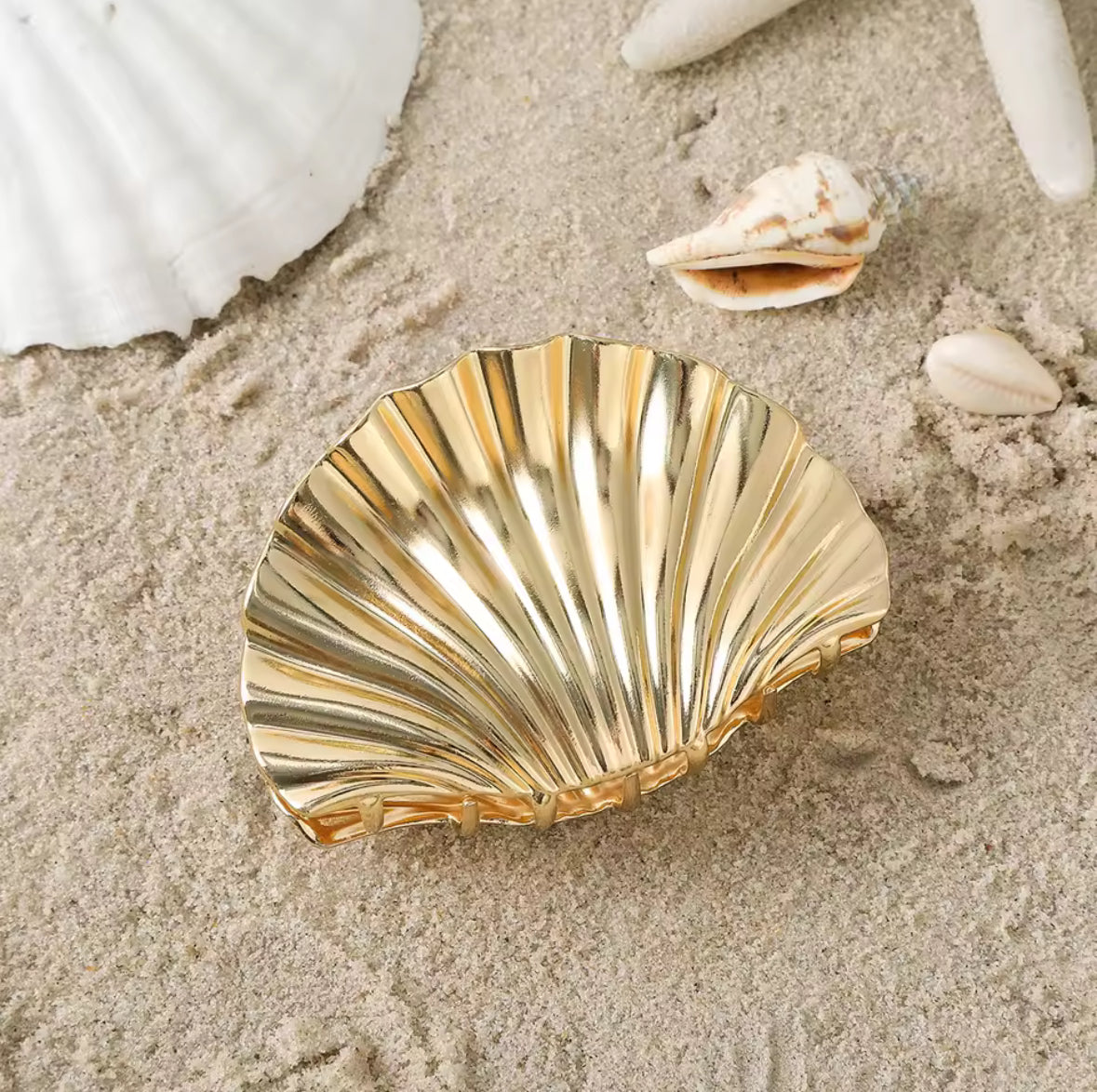 Pince à Cheveux en Forme de Coquillage | Or ou Argent | Métal