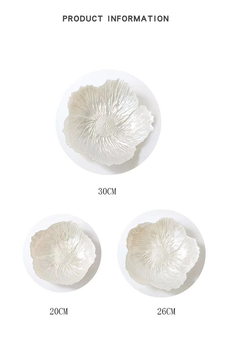 Flora - Mother of Pearl White Glass Plates 