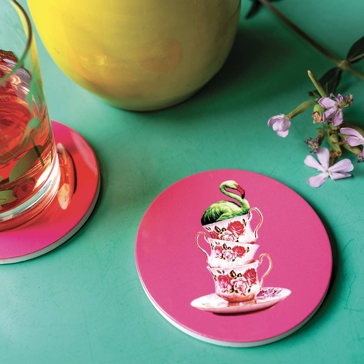 Flamingtea - Lot de 4 sous-verres en céramique