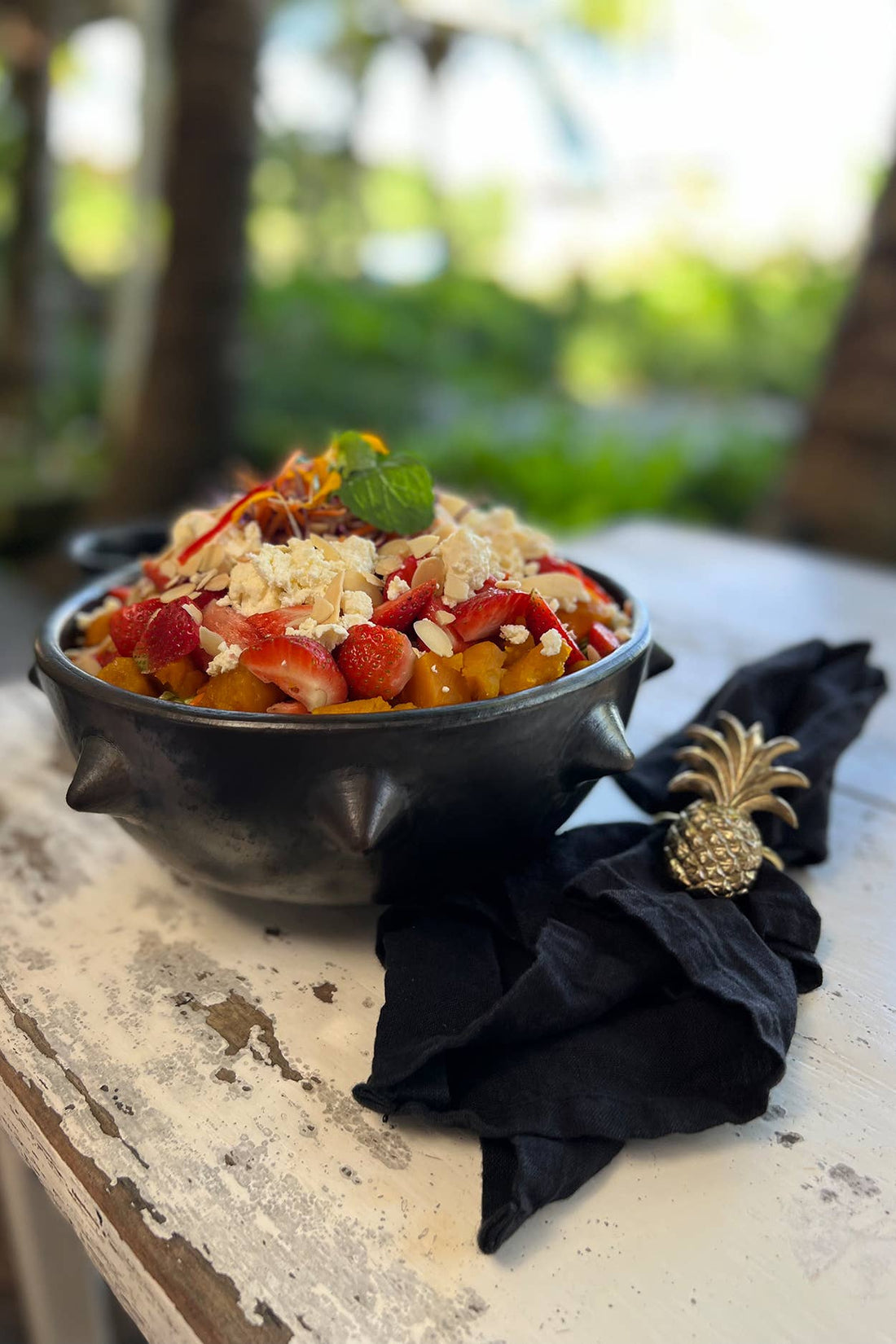 Burned Ethnic Serving Bowl