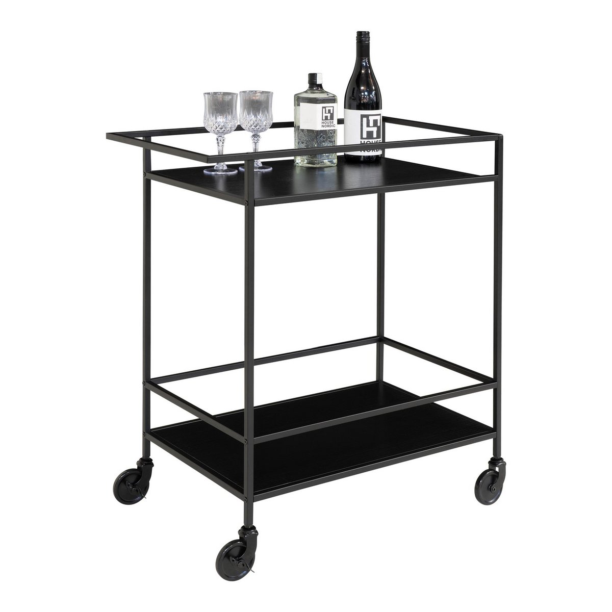 Vita Bar Trolley - svart serveringsvagn, 68x40x79cm