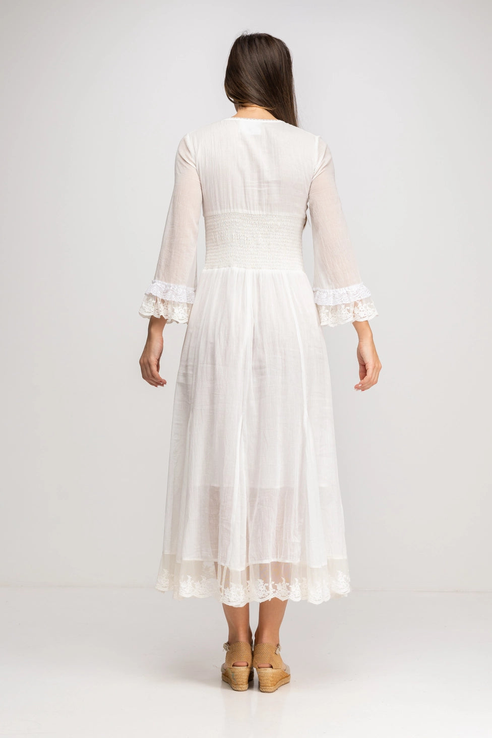 Summer dress with smock, frills and embroidery, Peace &amp;amp; Love by Calao 