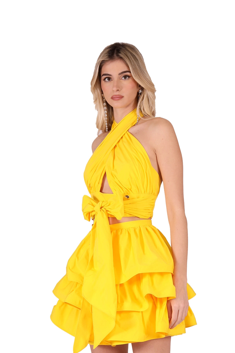 Short dress in yellow with bow, Kuea Italian Style