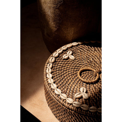 Rottingbricka med fack och lock – Natural Brown