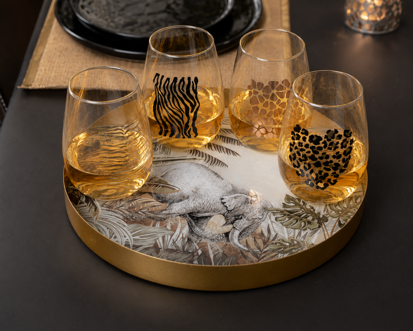 Kenya Elephant Round Tray – Rund dekorativ bricka 30 cm