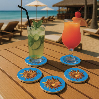 Solarking Coasters – Set med 4 glasunderlägg i keramik från Gangzaï Design