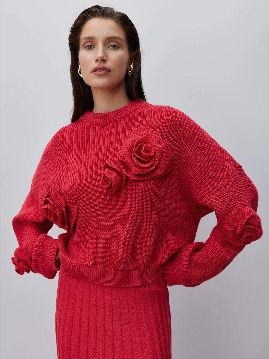 Übergroßer, verzierter Pullover Rose