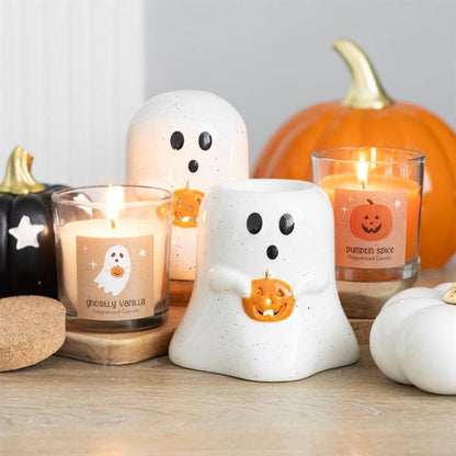Spökformad värmeljushållare med pumpa – Halloween