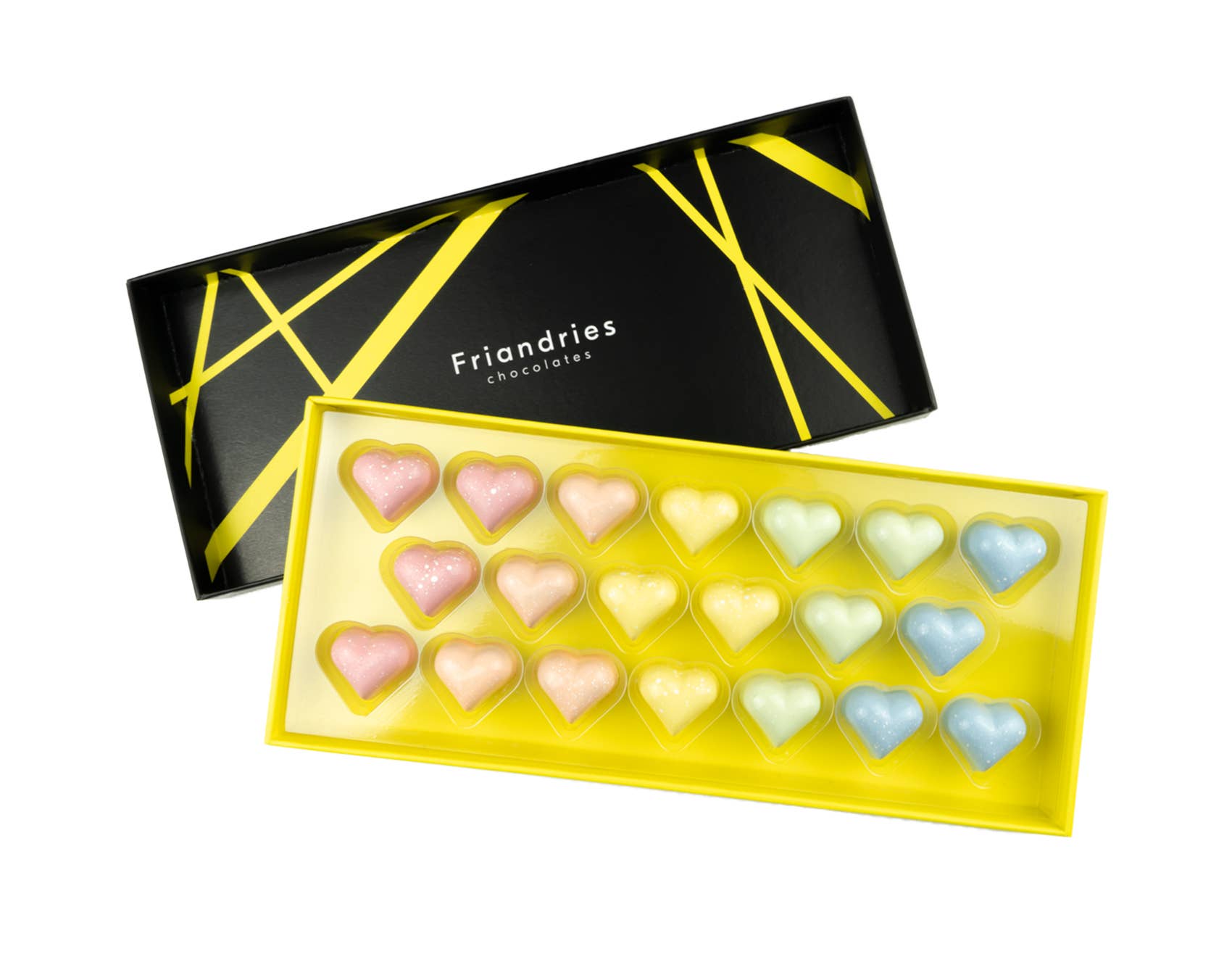 Friandries Love Collection – Lyxiga Praliner med Marshmallow &amp; Fruktganache (20 st)
