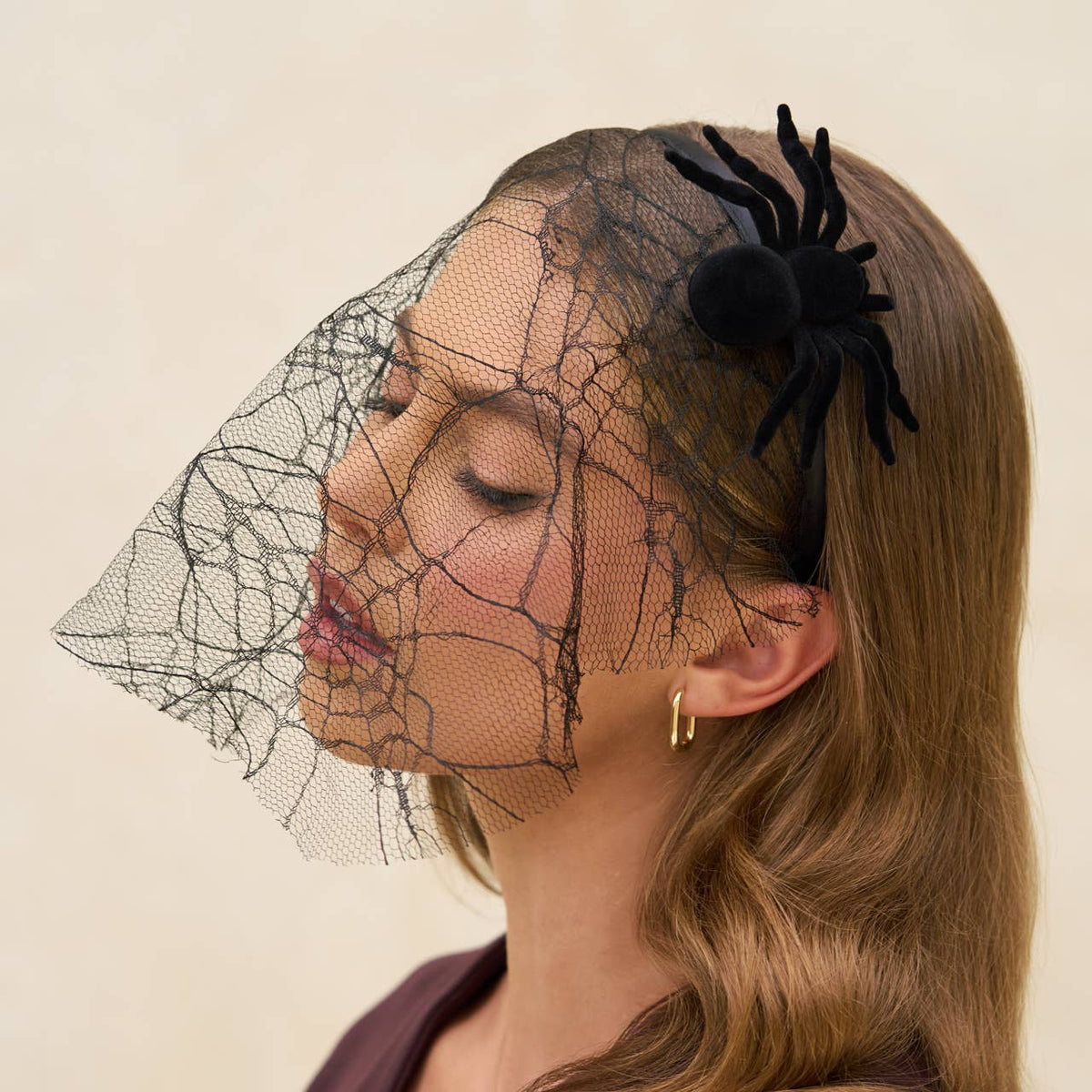 Kitsch Spiderweb Veil Headband – Black