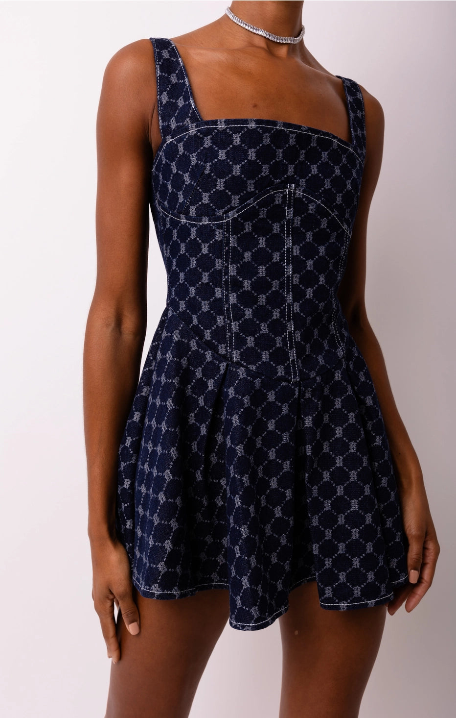 Remi Diamond Denim Skater-Minikleid, AmyLynn