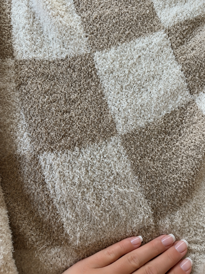 Teddy-filt i beige rutmönster | Arctic Fox &amp; Co.