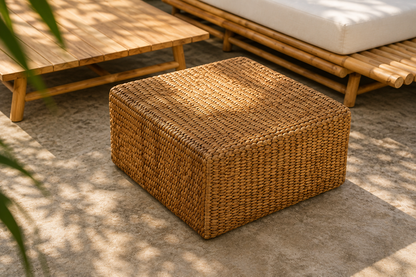 Sittpuff i Vattenhyacint – Fyrkantig Naturpuff 60x60 cm