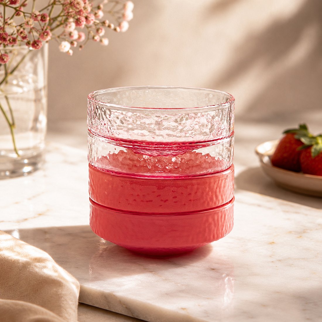 Claude Skålar Rosa – Set om 4 Handgjorda Glasskålar
