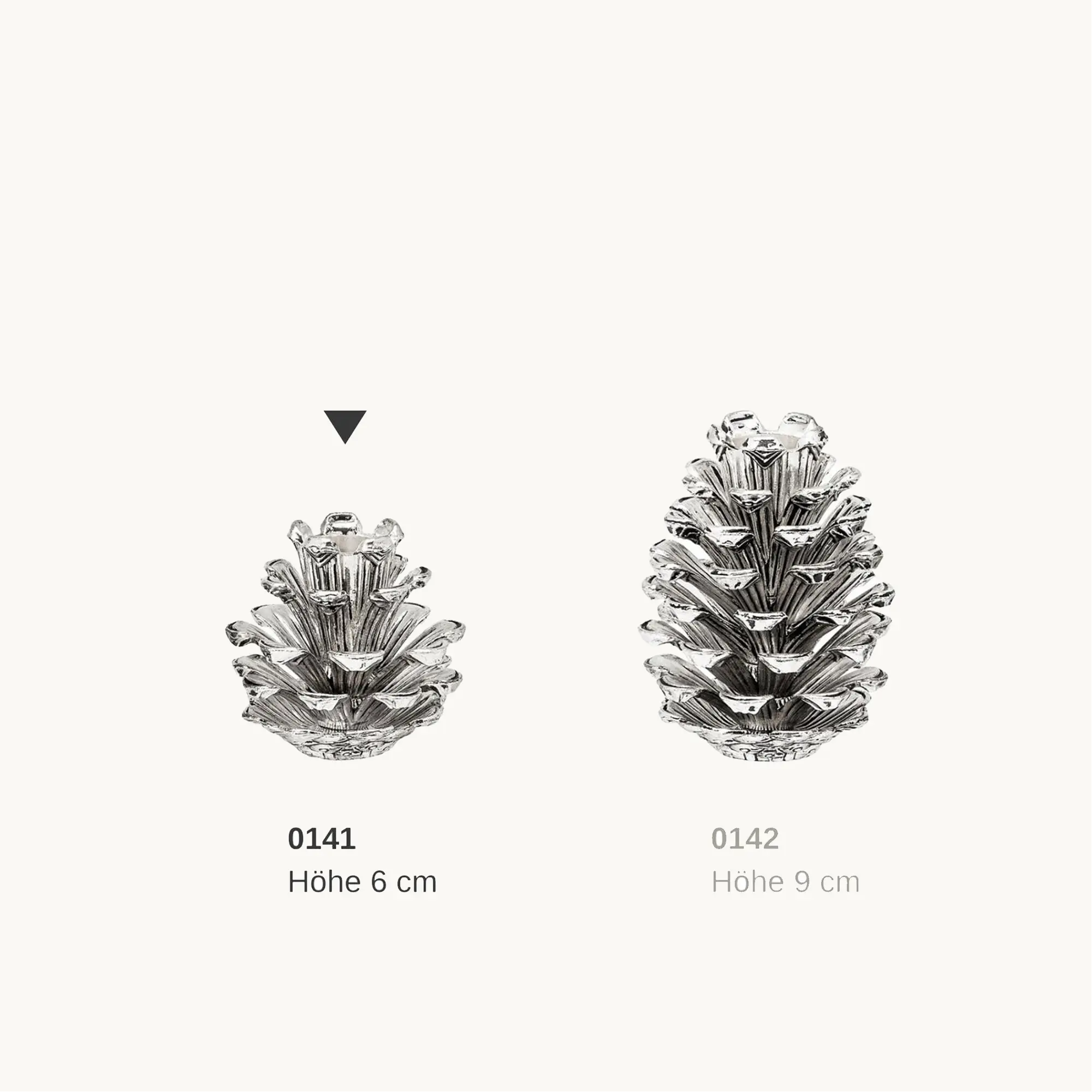 Kerzenleuchter „Pinecone“ – 9 cm / 6 cm (Silberfinish) – EDZARD