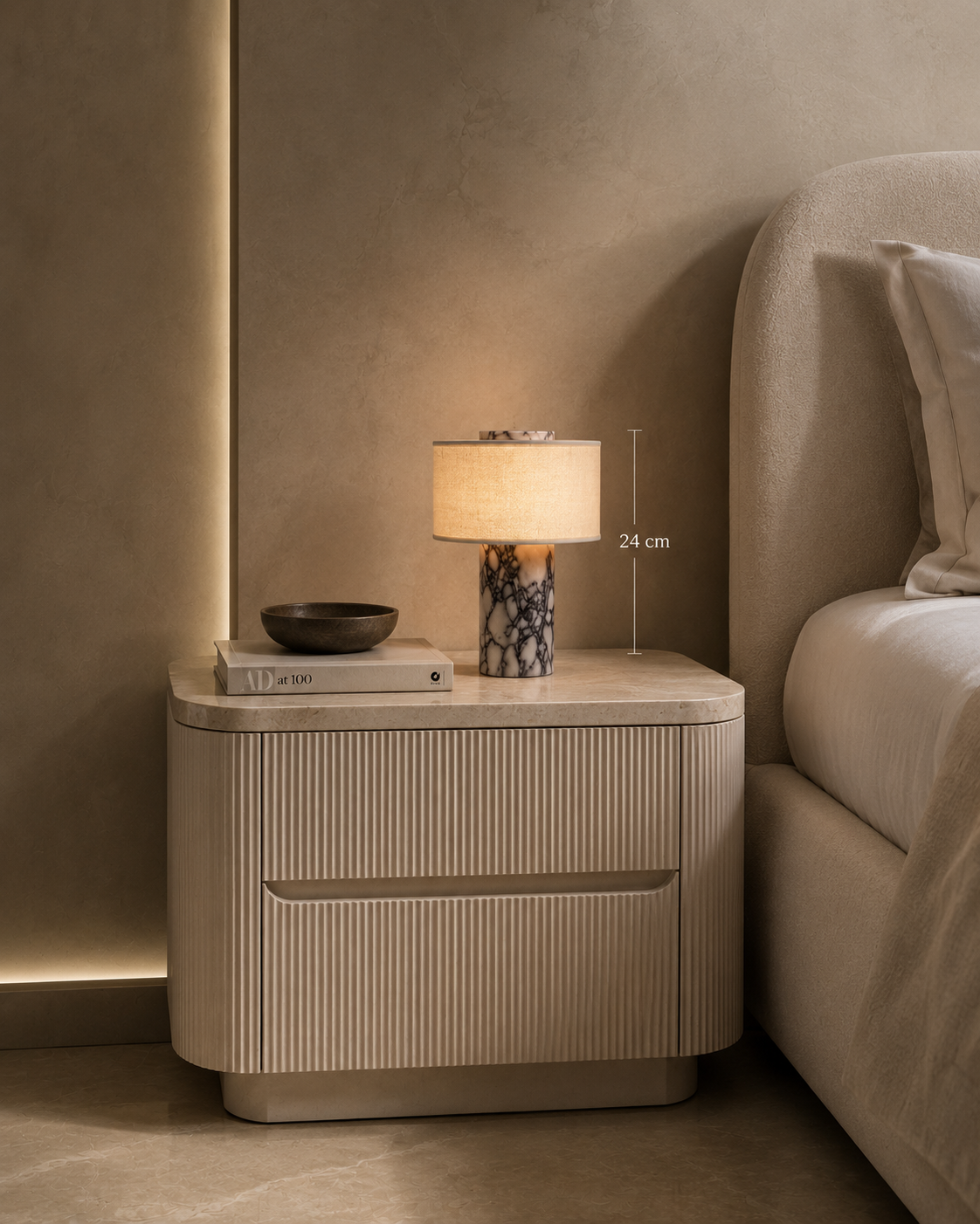 Luzia Bordslampa – Portabel designlampa i massiv Calacatta Viola Marmor | STONESY