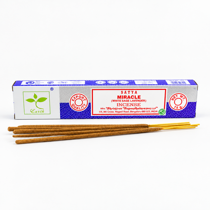 Satya Earth Miracle Incense – White Sage &amp; Lavender, 15 g