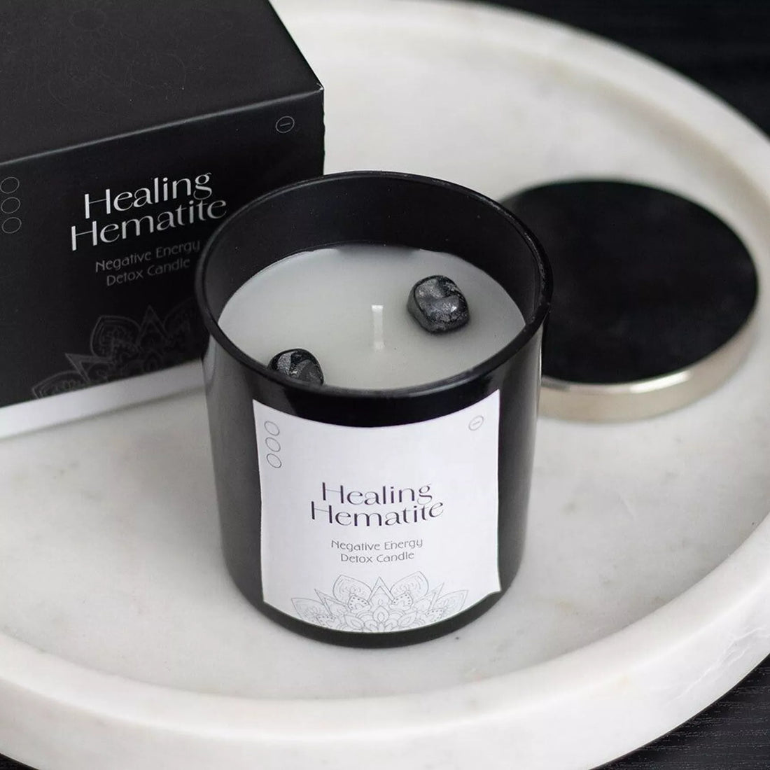 Healing Hematite Detox Candle – Rensa energin &amp; skapa lugn