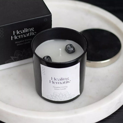 Healing Hematite Detox Candle – Rensa energin &amp; skapa lugn