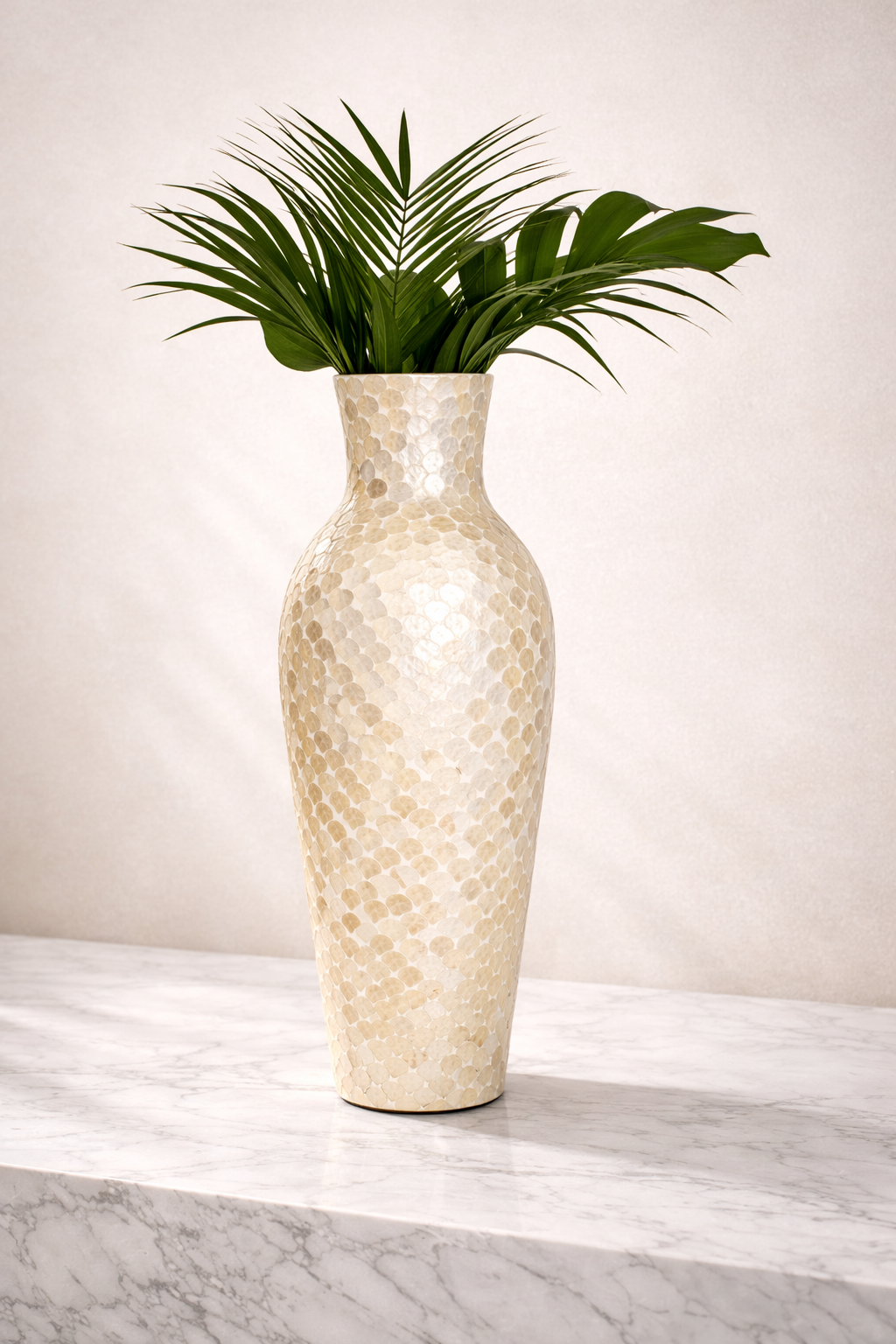 Pearly White Floor Vase – Mother of Pearl