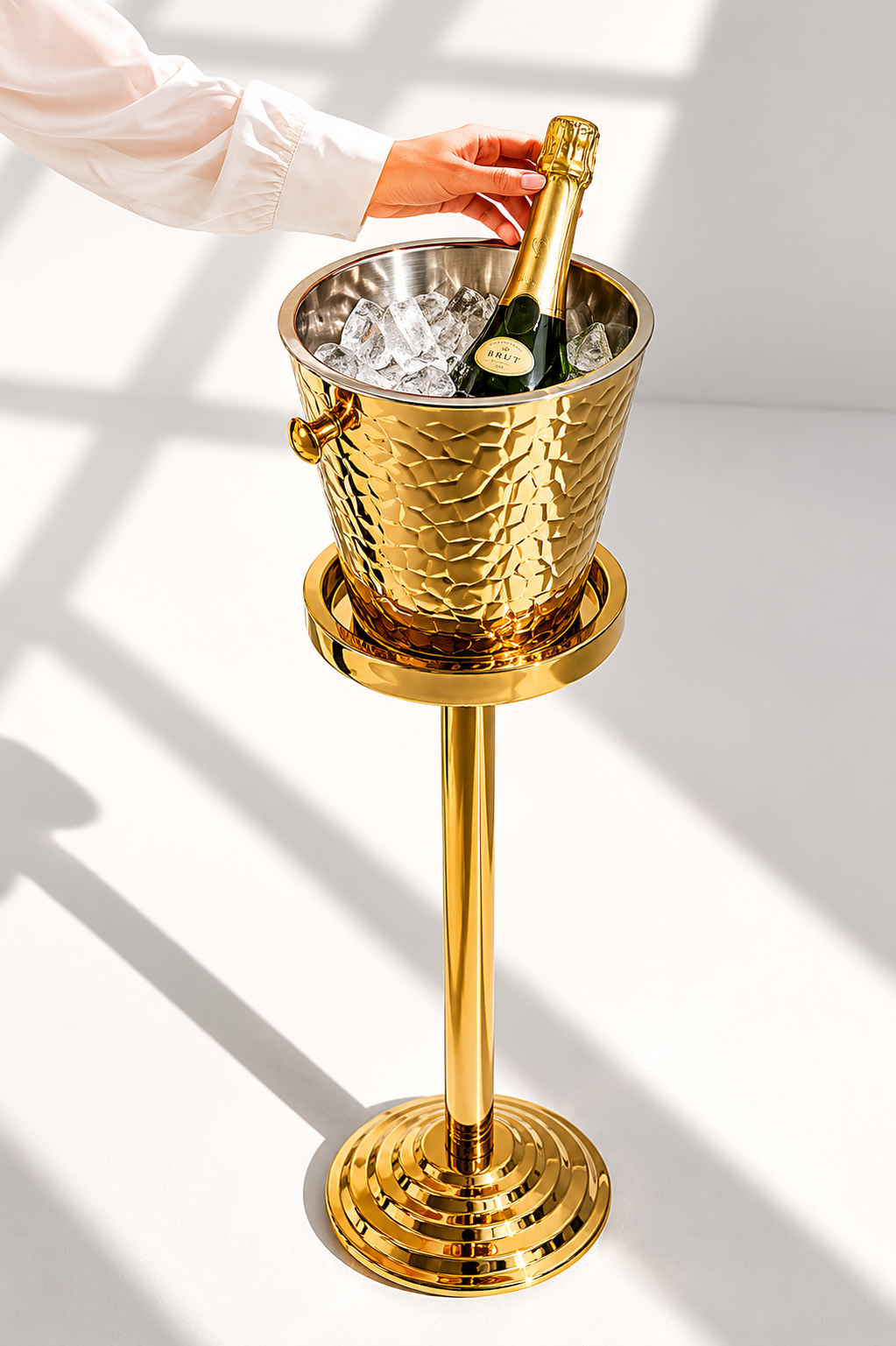 Champagnerkühler Gold aus Edelstahl | EDZARD Capri