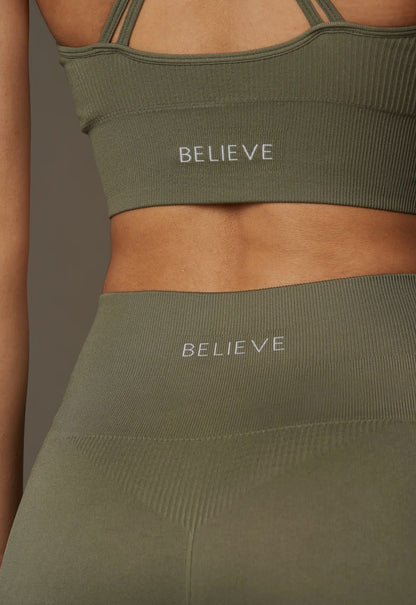 Solar Bra in Khaki, Believe Athletics