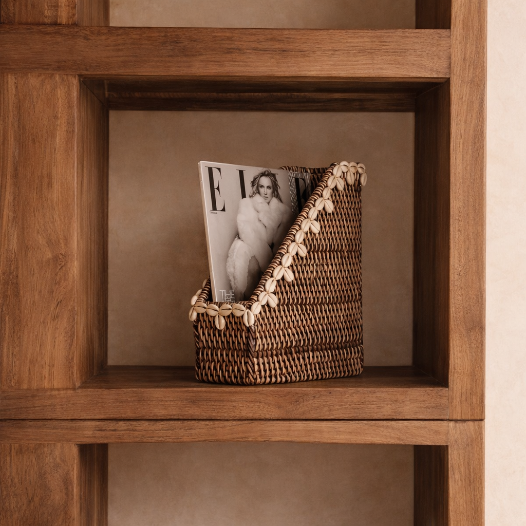 Shell Edge Organizer – Natural Brown 27 × 12 × H30 cm