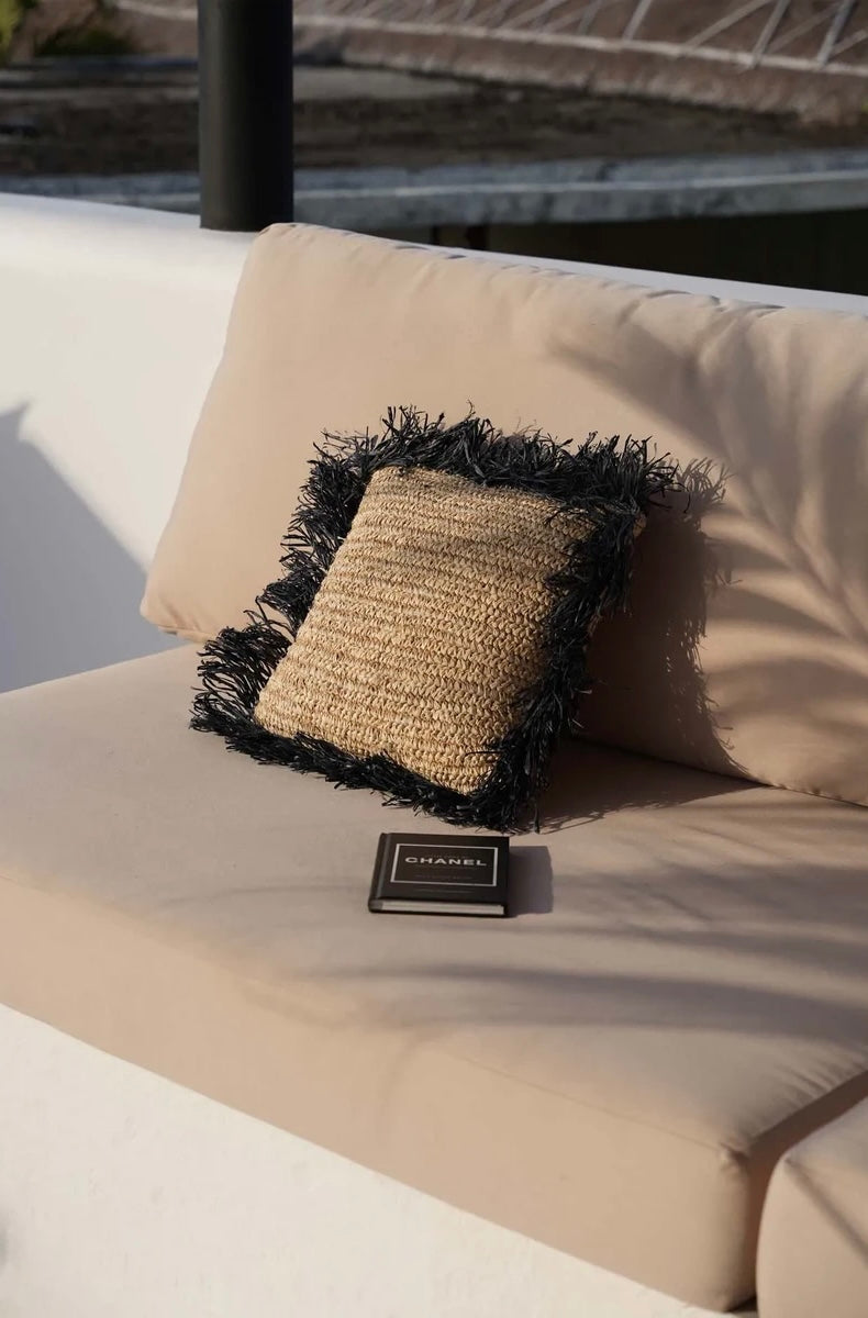 The Raffia Cushion Cover - Natural Black 40x40