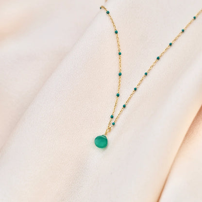 Necklace with drop of natural stone, Victoire Collection