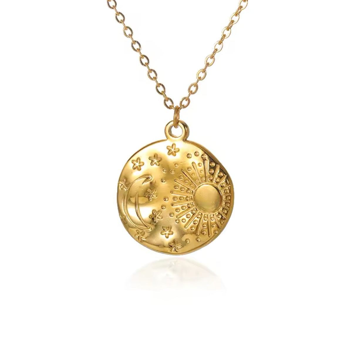 Sun &amp; Moon Halskette – Vergoldeter Edelstahl