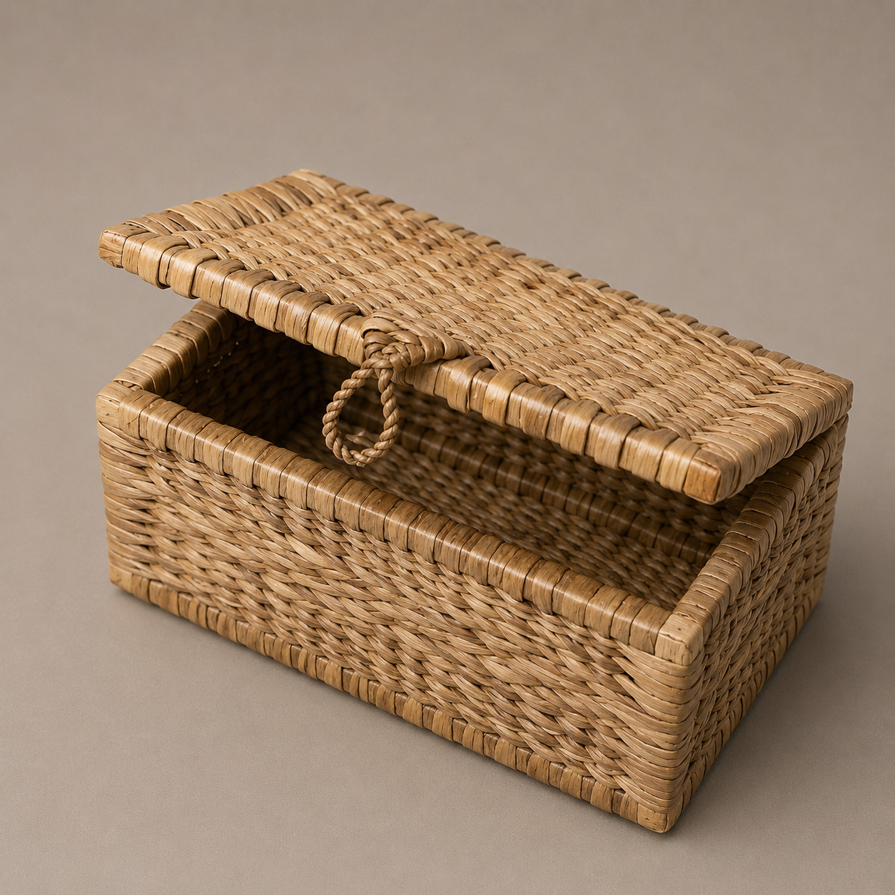 Panier de rangement avec couvercle en jacinthe d&