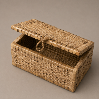 Panier de rangement avec couvercle en jacinthe d&