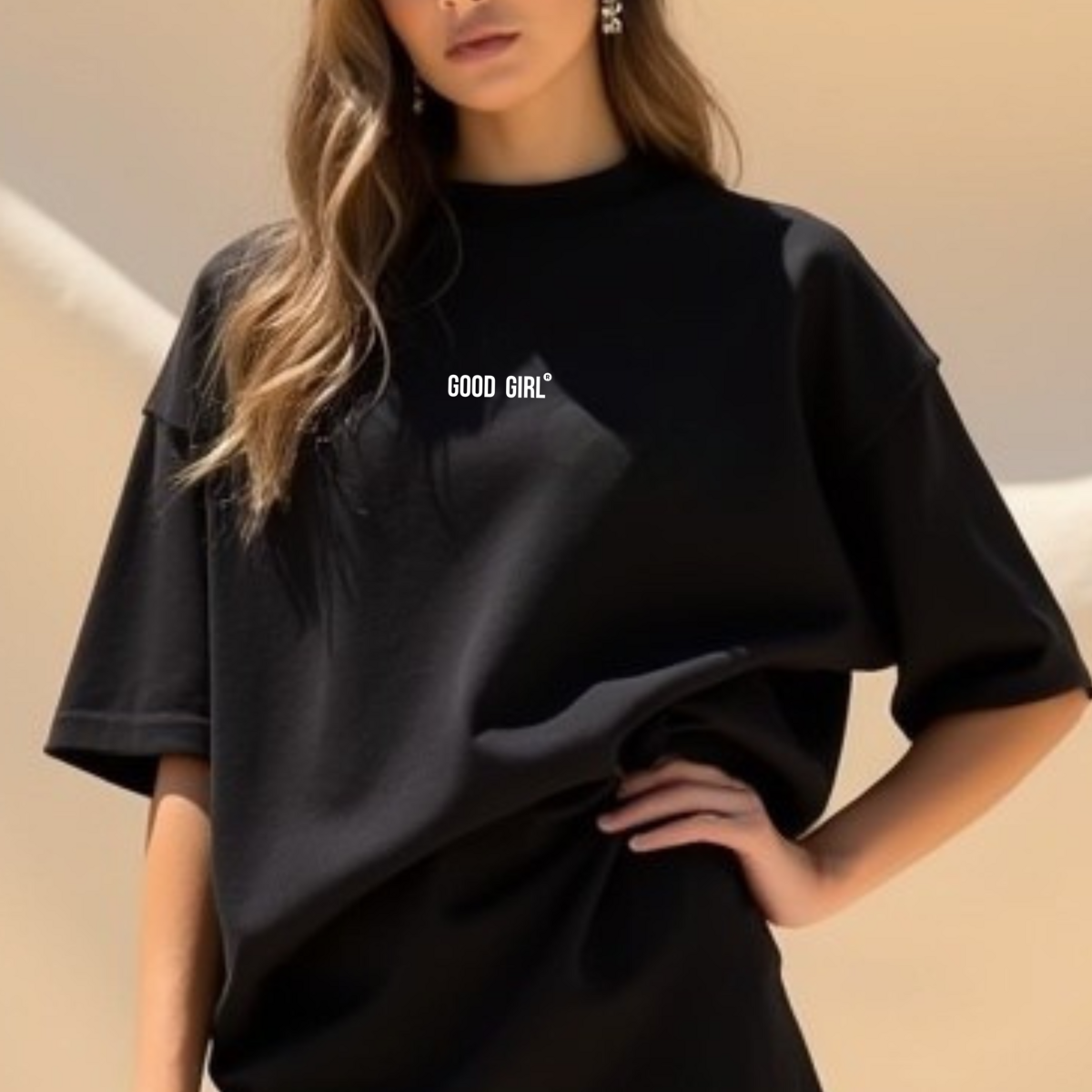 Oversized Statement T-Shirt – GOOD GIRL® BAD HABITS – Svart/Vit eller Vit/Svart
