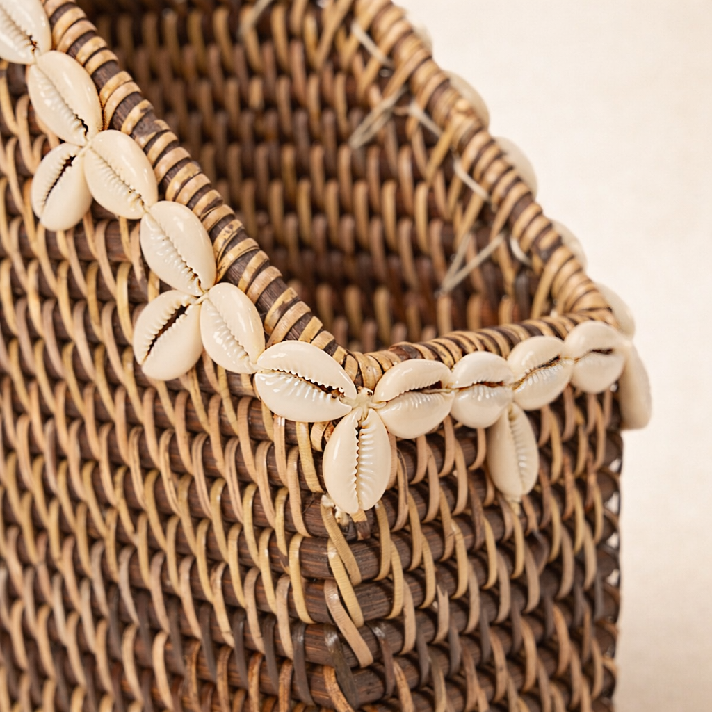 Shell Edge Organizer – Natural Brown 27 × 12 × H30 cm